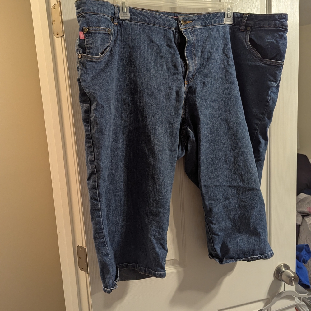 Woman Within Blue Capri Pants Relaxed Fit